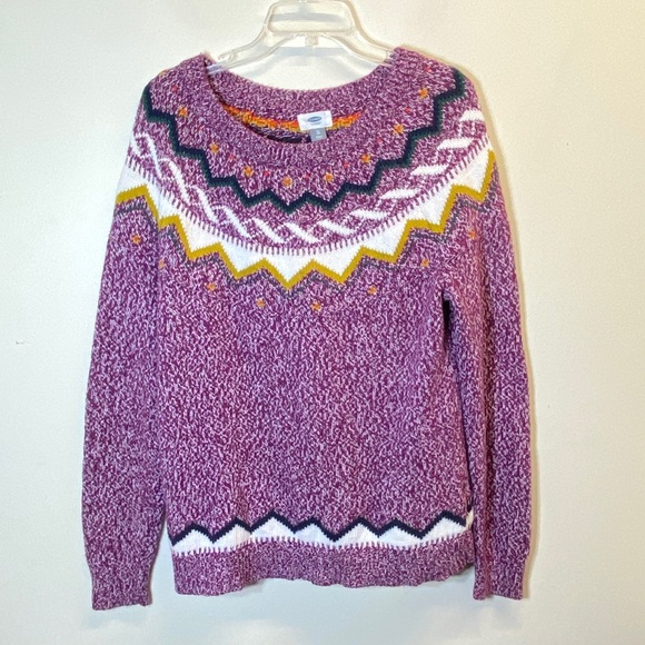 Old Navy Multicolor Purple Fair Isle Knitted Sweater - Picture 3 of 16
